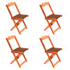 Conjunto De Mesa Dobravel De Madeira 60x60 Com 4 Cadeiras Natural Estofado Marrom - 2