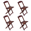 Conjunto De Mesa Dobravel De Madeira 60cm Redondo Com 4 Cadeiras Imbuia