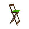 Jogo Bistro De Madeira Dobravel Redondo 55cm Diametro Com 2 Cadeiras Imbuia Estofado Verde - 3