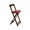Jogo Bistro De Madeira Dobravel Redondo 55cm Diametro Com 2 Cadeiras Imbuia Estofado Vermelho - 3