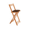 Jogo Bistro De Madeira Dobravel Redondo 55cm Diametro Com 2 Cadeiras Natural Estofado Marrom - 3