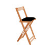 Jogo Bistro De Madeira Dobravel Redondo 55cm Diametro Com 2 Cadeiras Natural Estofado Preto - 3