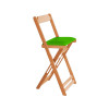 Jogo Bistro De Madeira Dobravel Redondo 55cm Diametro Com 2 Cadeiras Natural Estofado Verde - 3