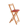 Jogo Bistro De Madeira Dobravel Redondo 55cm Diametro Com 2 Cadeiras Natural Estofado Vermelho - 3