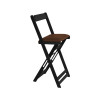 Jogo Bistro De Madeira Dobravel Redondo 55cm Diametro Com 2 Cadeiras Preto Estofado Marrom - 3