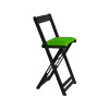 Jogo Bistro De Madeira Dobravel Redondo 55cm Diametro Com 2 Cadeiras Preto Estofado Verde - 3
