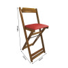 Kit 8 Cadeiras Bistro Dobravel De Madeira Estofada Vermelha - Natural - 4