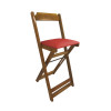 Kit 8 Cadeiras Bistro Dobravel De Madeira Estofada Vermelha - Natural - 2