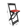 Kit 4 Cadeiras Bistro Dobravel De Madeira Estofada Vermelha - Preto - 4