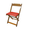 Cadeira Dobravel De Madeira Estofada Vermelho - Natural - 1