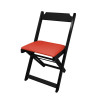 Cadeira Dobravel De Madeira Estofada Vermelho - Preto - 1
