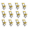 Kit 12 Cadeiras De Madeira Dobrável Amarelo - 1