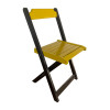 Mesa De Madeira Dobrável Preto 70x70 Com 3 Cadeiras Dobráveis Amarelo - 3