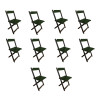 Kit 10 Cadeiras De Madeira Dobrável Verde - 1