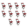 Kit 10 Cadeiras De Madeira Dobrável Vermelho - 1