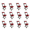 Kit 12 Cadeiras De Madeira Dobrável Vermelho - 1