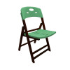 Jogo De Mesa Dobravel De Madeira 70x70 Elegance Com 4 Cadeiras Imbuia Polipropileno Verde - 2