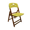 Kit Com 2 Jogos De Mesa Dobravel De Madeira 70x70 Elegance Com 4 Cadeiras Mel Polipropileno Amarelo - 2
