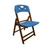 Kit Com 2 Jogos De Mesa Dobravel De Madeira 70x70 Elegance Com 4 Cadeiras Mel Polipropileno Azul - 2