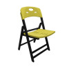 Jogo De Mesa Dobravel De Madeira 70x70 Elegance Com 4 Cadeiras Preto Polipropileno Amarelo - 2