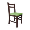 Conjunto De Mesa De Madeira Fixo Floripa 1,20x70 Imbuia Pé H Com 4 Cadeiras Estofado Verde