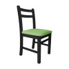 Jogo De Mesa De Madeira Fixo Floripa 1,20x70 Preto Pé H Com 4 Cadeiras Estofado Verde