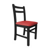 Conjunto De Mesa De Madeira Fixo Floripa 1,20x70 Preto Pé H Com 6 Cadeiras Estofado Vermelho