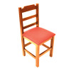 Jogo De Mesa De Madeira Fixo Paulista 70x70 Natural Com 4 Cadeiras Estofado Vermelho - 3