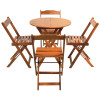 Conjunto De Mesa Dobravel De Madeira 60cm Redondo Com 4 Cadeiras Natural - 1