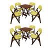 Kit Com 2 Jogos De Mesa Dobravel De Madeira 70x70 Elegance Com 4 Cadeiras Imbuia Polipropileno Amare - 1