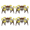 Kit Com 4 Jogos De Mesa Dobravel De Madeira 70x70 Elegance Com 4 Cadeiras Imbuia Polipropileno Amare - 1