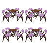 Kit Com 4 Jogos De Mesa Dobravel De Madeira 70x70 Elegance Com 4 Cadeiras Imbuia Polipropileno Roxo - 1