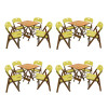 Kit Com 4 Jogos De Mesa Dobravel De Madeira 70x70 Elegance Com 4 Cadeiras Mel Polipropileno Amarelo - 1