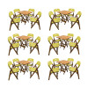 Kit Com 6 Jogos De Mesa Dobravel De Madeira 70x70 Elegance Com 4 Cadeiras Mel Polipropileno Amarelo - 1