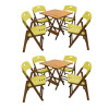 Kit Com 2 Jogos De Mesa Dobravel De Madeira 70x70 Elegance Com 4 Cadeiras Mel Polipropileno Amarelo - 1