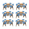 Kit Com 6 Jogos De Mesa Dobravel De Madeira 70x70 Elegance Com 4 Cadeiras Mel Polipropileno Azul - 1