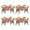 Kit Com 4 Jogos De Mesa Dobravel De Madeira 70x70 Elegance Com 4 Cadeiras Mel Polipropileno Laranja - 1