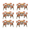 Kit Com 6 Jogos De Mesa Dobravel De Madeira 70x70 Elegance Com 4 Cadeiras Mel Polipropileno Laranja - 1