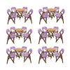 Kit Com 6 Jogos De Mesa Dobravel De Madeira 70x70 Elegance Com 4 Cadeiras Mel Polipropileno Roxo - 1