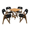 Conjunto De Mesa Dobravel De Madeira 70x70 Elegance Com 4 Cadeiras Mel Polipropileno Preto - 1