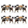 Kit Com 4 Jogos De Mesa Dobravel De Madeira 70x70 Elegance Com 4 Cadeiras Mel Polipropileno Preto - 1