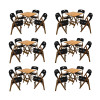 Kit Com 6 Jogos De Mesa Dobravel De Madeira 70x70 Elegance Com 4 Cadeiras Mel Polipropileno Preto - 1