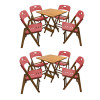 Kit Com 2 Jogos De Mesa Dobravel De Madeira 70x70 Elegance Com 4 Cadeiras Mel Polipropileno Vermelho - 2