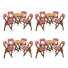 Kit Com 4 Jogos De Mesa Dobravel De Madeira 70x70 Elegance Com 4 Cadeiras Mel Polipropileno Vermelho - 1