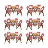 Kit Com 6 Jogos De Mesa Dobravel De Madeira 70x70 Elegance Com 4 Cadeiras Mel Polipropileno Vermelho - 1