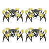 Kit Com 4 Jogos De Mesa Dobravel De Madeira 70x70 Elegance Com 4 Cadeiras Preto Polipropileno Amarel - 1