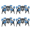 Kit Com 4 Jogos De Mesa Dobravel De Madeira 70x70 Elegance Com 4 Cadeiras Preto Polipropileno Azul - 1