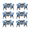 Kit Com 6 Jogos De Mesa Dobravel De Madeira 70x70 Elegance Com 4 Cadeiras Preto Polipropileno Azul - 1