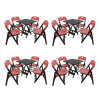 Kit Com 4 Jogos De Mesa Dobravel De Madeira 70x70 Elegance Com 4 Cadeiras Preto Polipropileno Vermel - 1