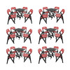 Kit Com 6 Jogos De Mesa Dobravel De Madeira 70x70 Elegance Com 4 Cadeiras Preto Polipropileno Vermel - 1